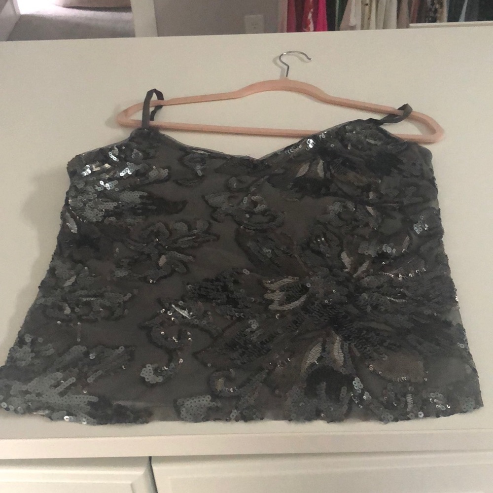 NWT White House Black Market sequined flower cami